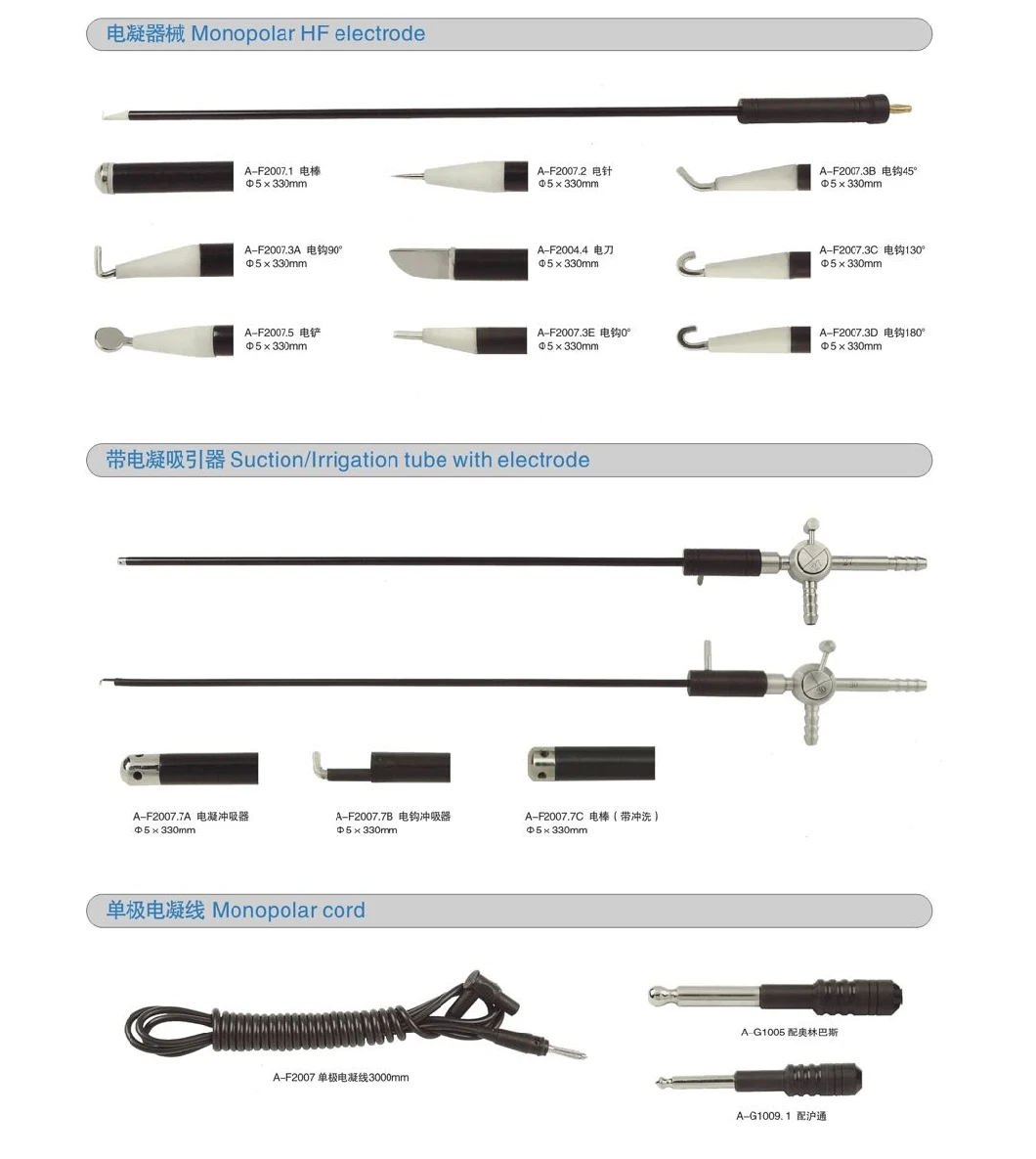 Laparoscopic Medical Equipments Surgical Instruments of Hf Monopolar Electric Coagulator L Hook Electric Coagulator Suction Needle Hook